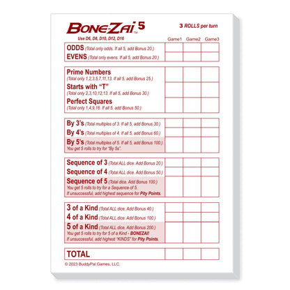Replacement BONE-ZAI5 Scorepad